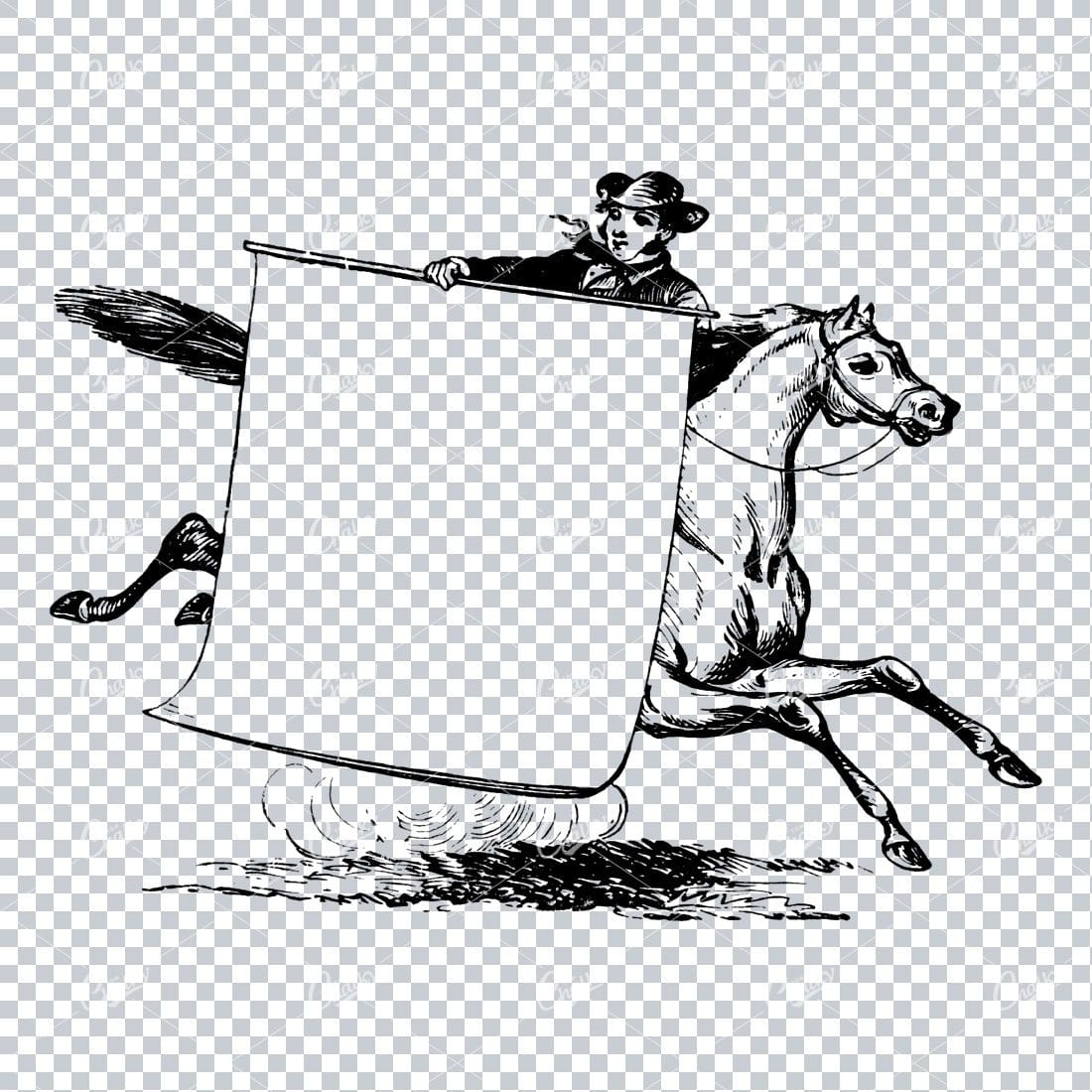 Vintage Marketing / Advertising Illustration with Banner Space for Text / Logo No.11