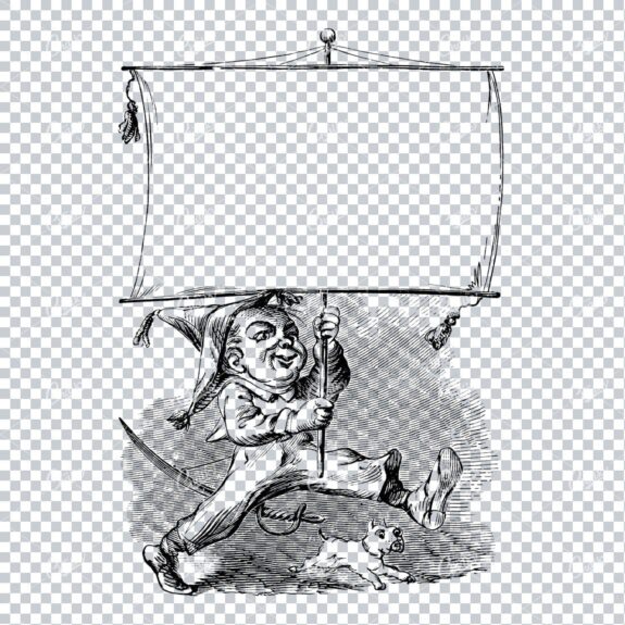 Vintage Marketing / Advertising Illustration with Banner Space for Text / Logo No.12