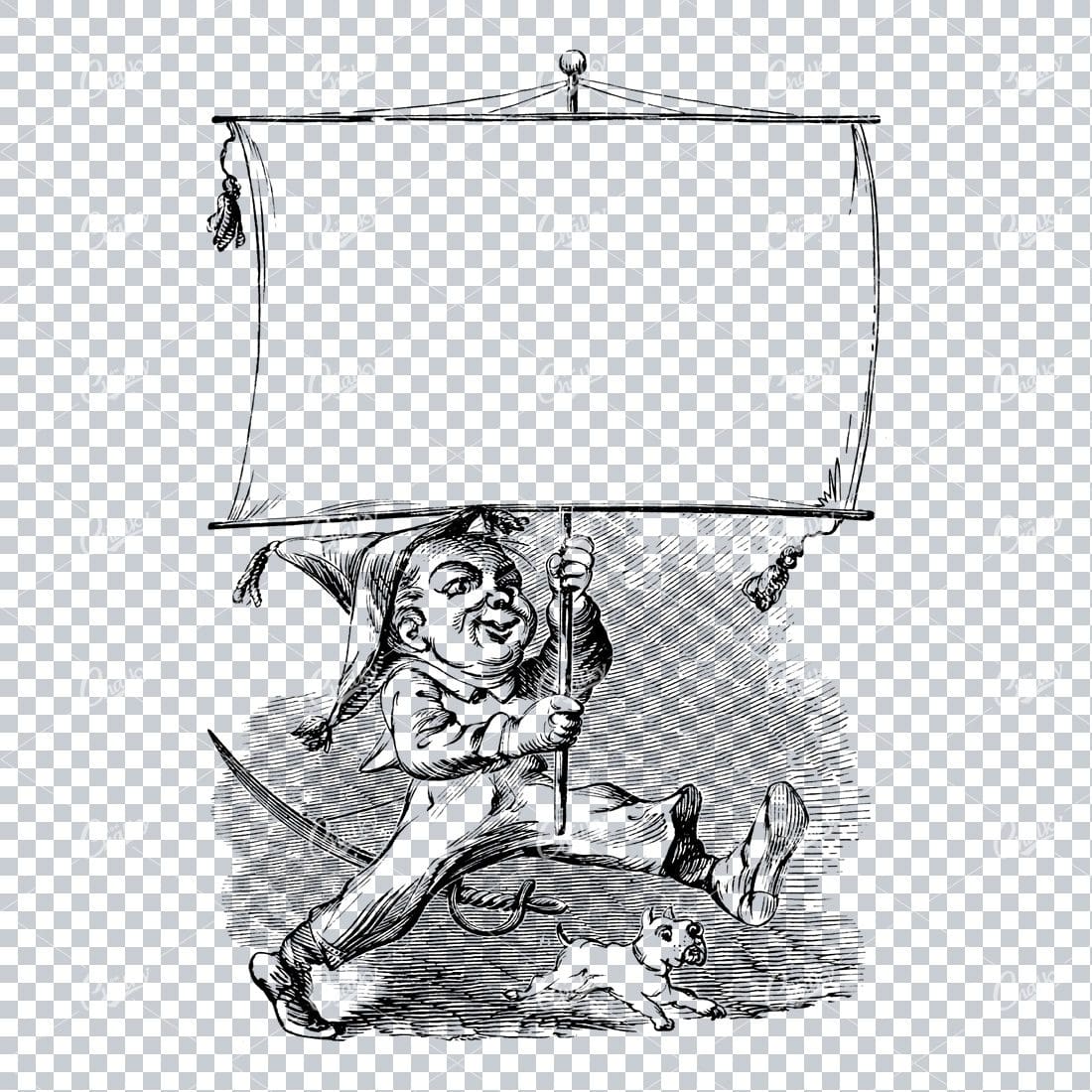 Vintage Marketing / Advertising Illustration with Banner Space for Text / Logo No.12