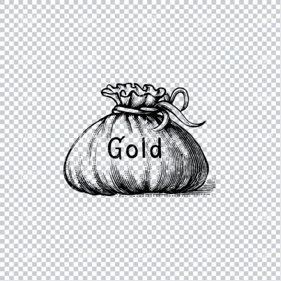 Line Art Illustration of a Bag of Gold