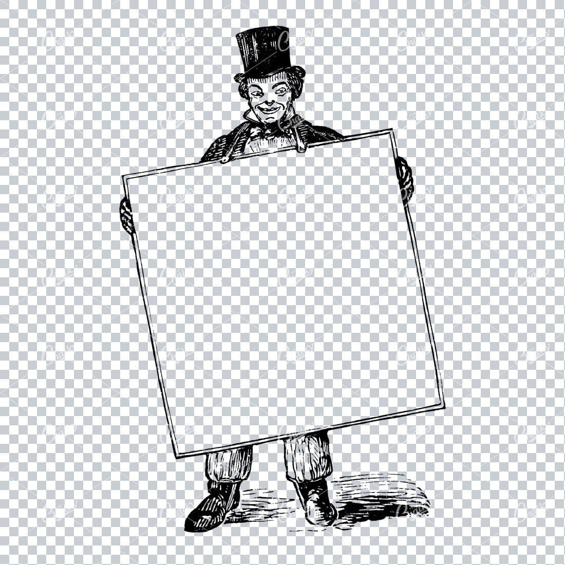 Vintage Marketing / Advertising Illustration with Banner Space for Text / Logo No.16