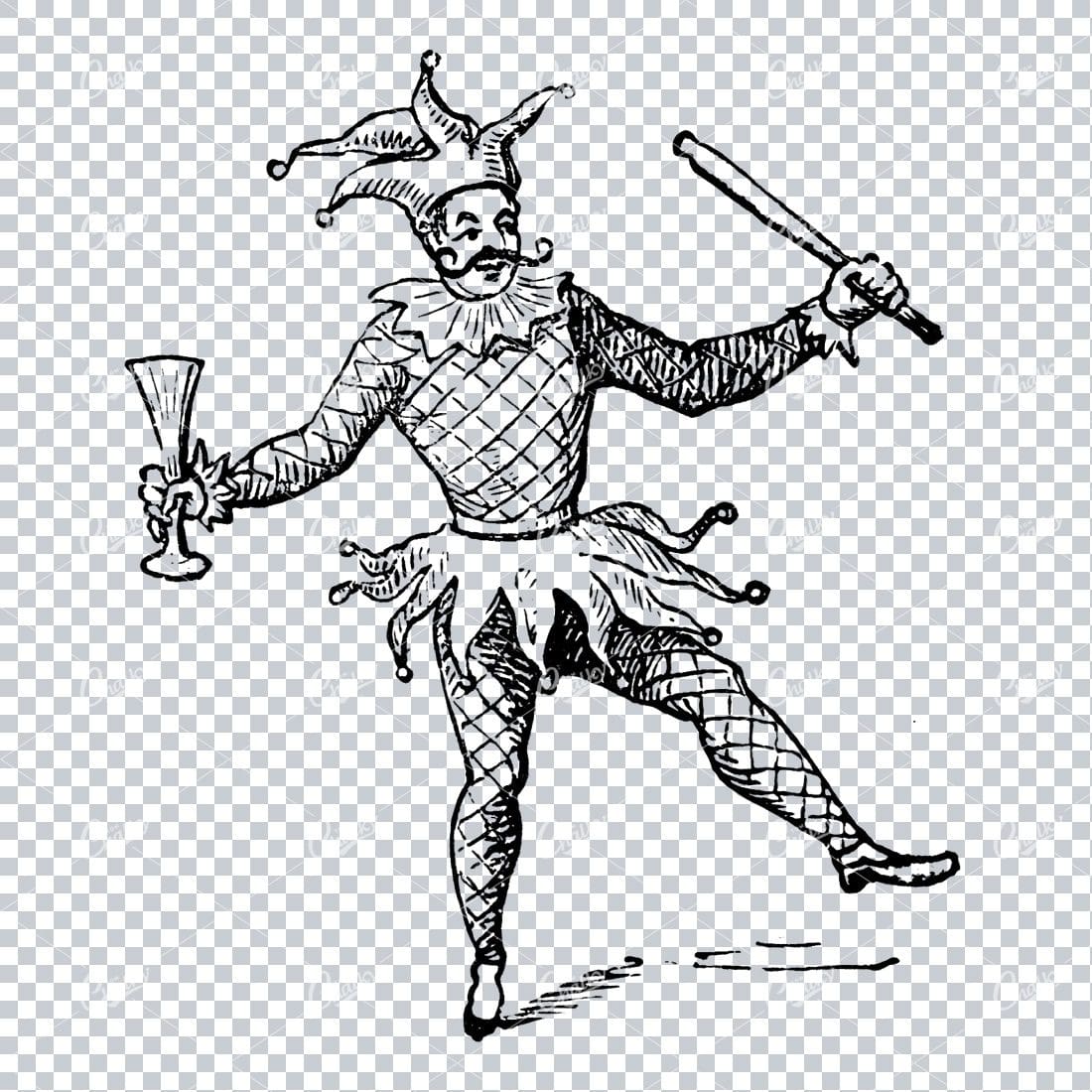 Vintage Illustration of a Jester / Clown No.3