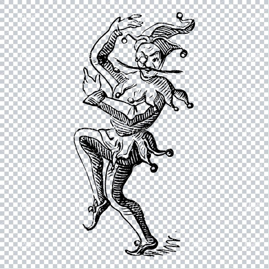 Vintage Illustration of a Jester / Clown No.4