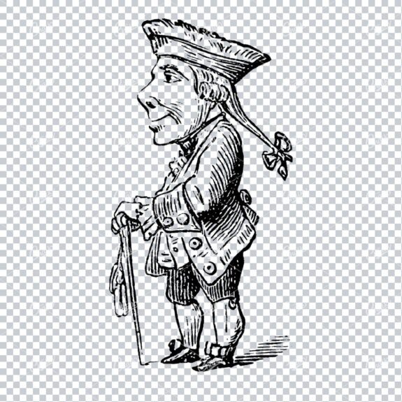 Caricature Illustration of a Victorian Man with Staff