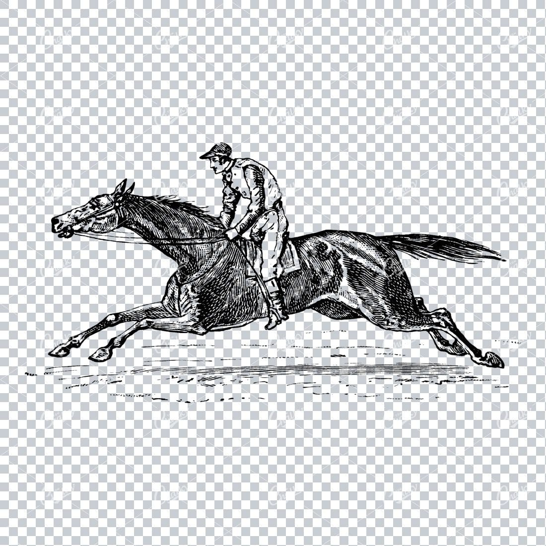 Illustration of Man Riding a Horse / Horse Racing No.1