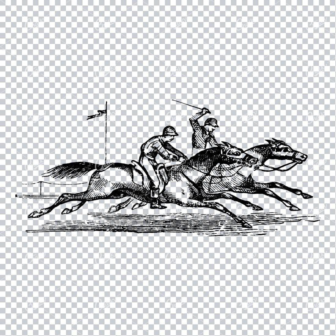 Illustration of Man Riding a Horse / Horse Racing No.2