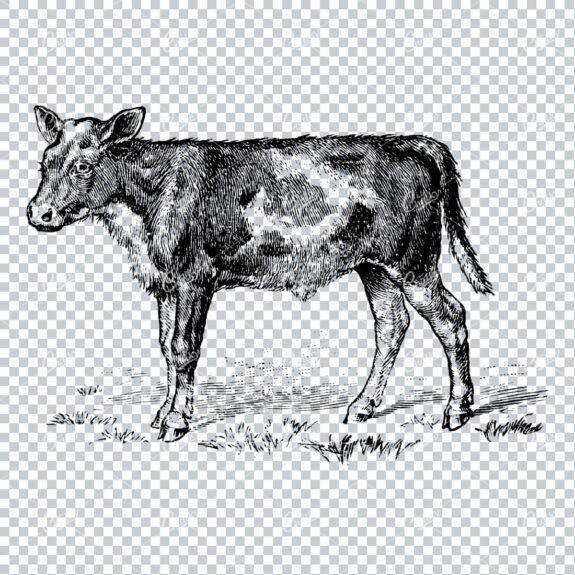 Vintage Engraving Art of a Cow No.1