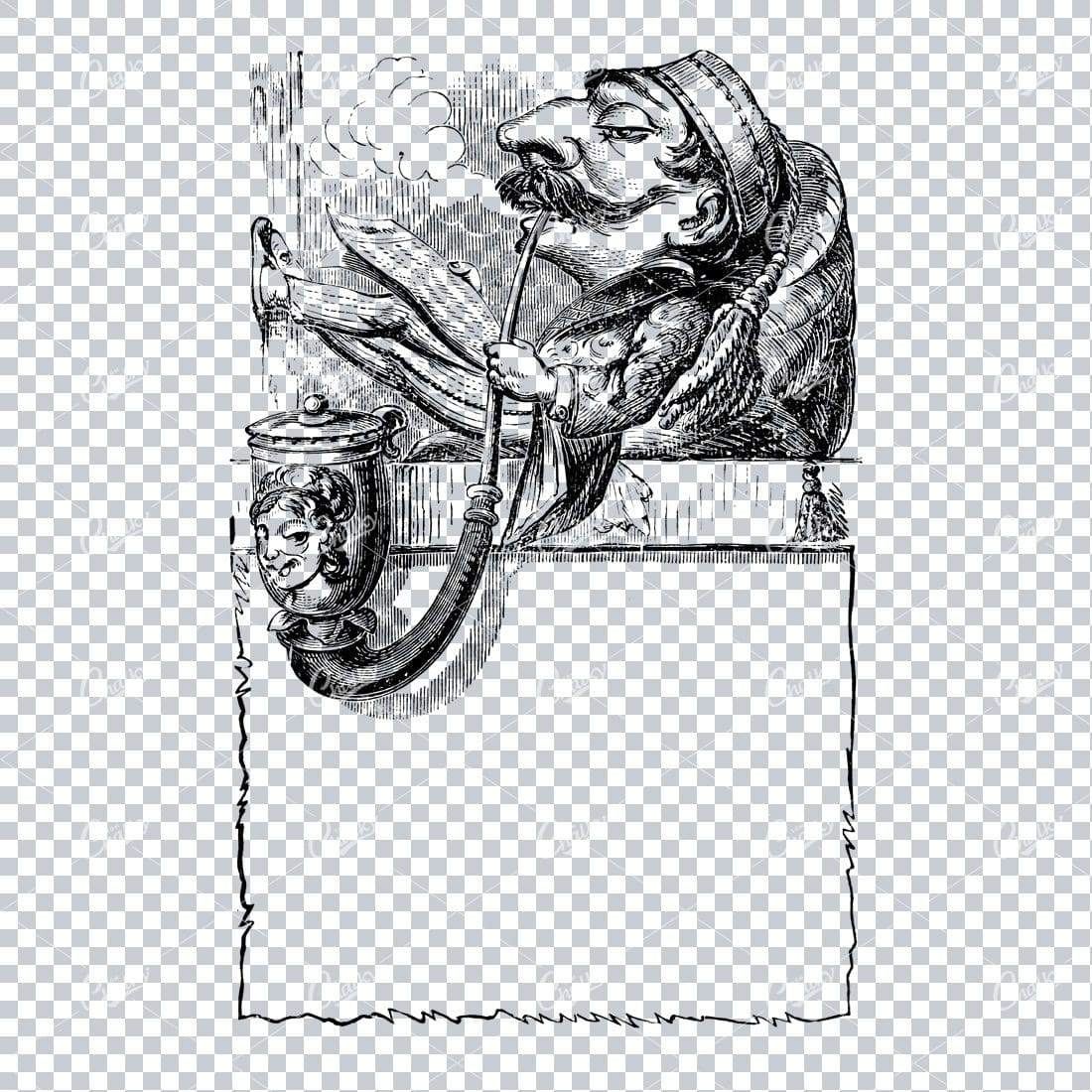 Vintage Marketing / Advertising Illustration with Banner Space for Text / Logo No.27