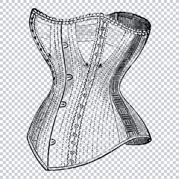 Vintage Fashion Line Art Illustration of a Woman's Corset