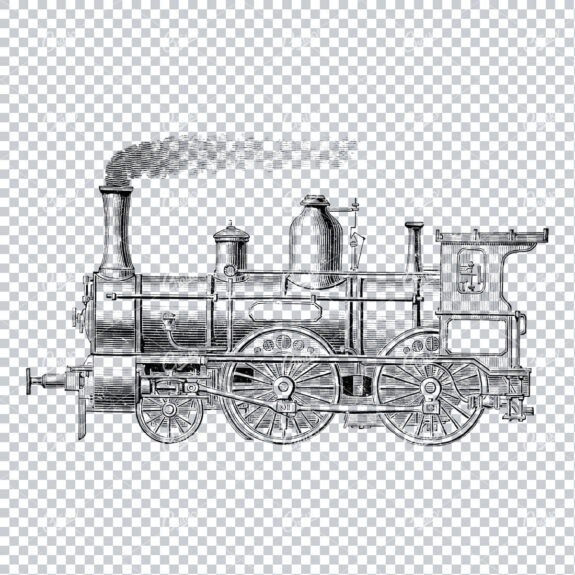Detailed Illustration of an Old Steam Train No.1