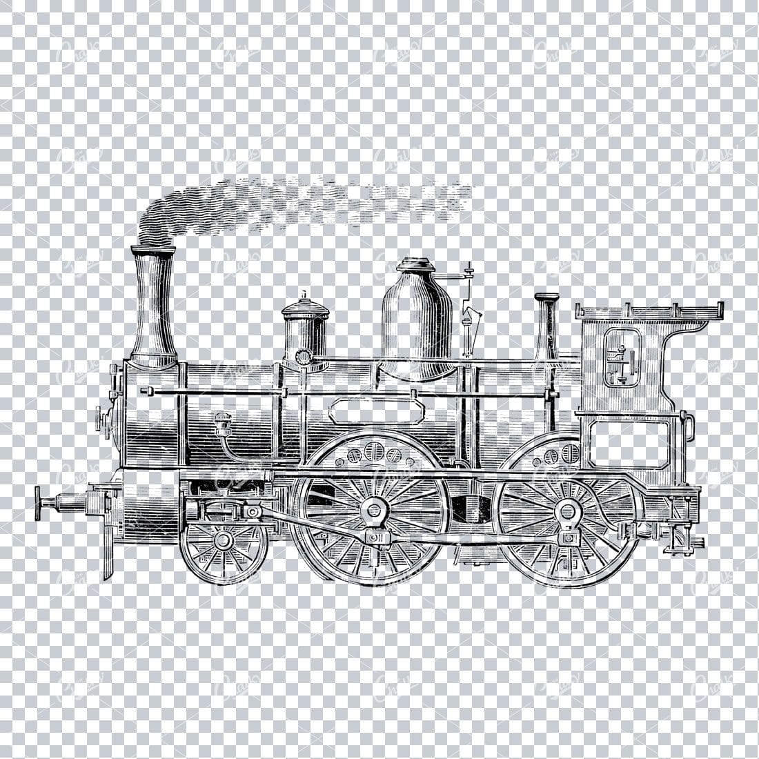 Detailed Illustration of an Old Steam Train No.1
