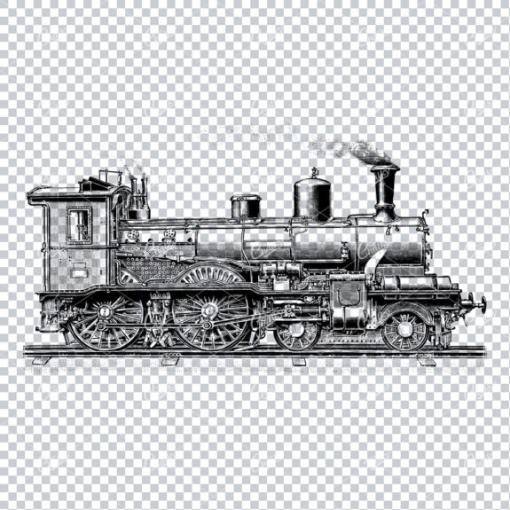 Detailed Illustration of an Old Steam Train No.4