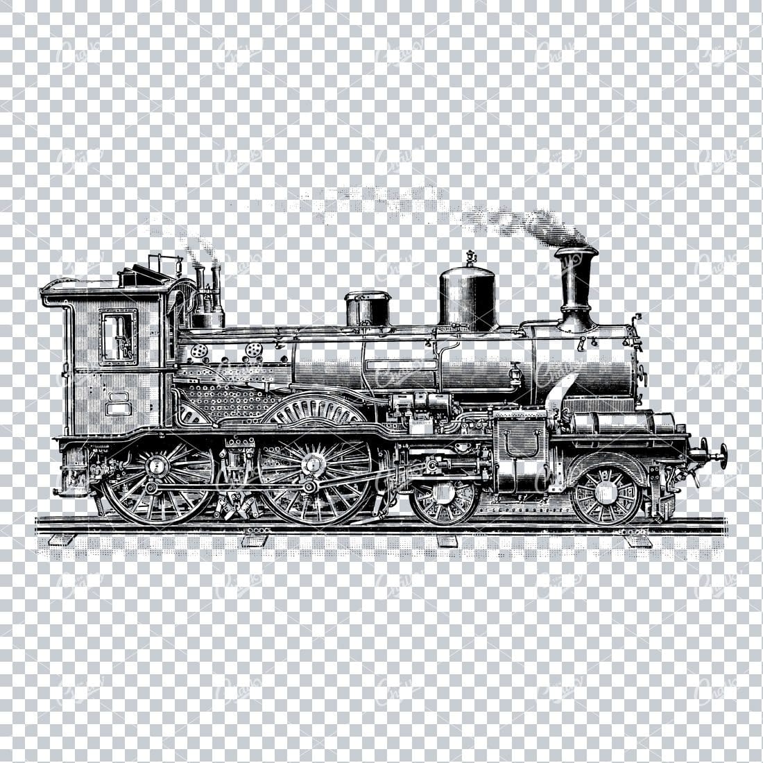 Detailed Illustration of an Old Steam Train No.4