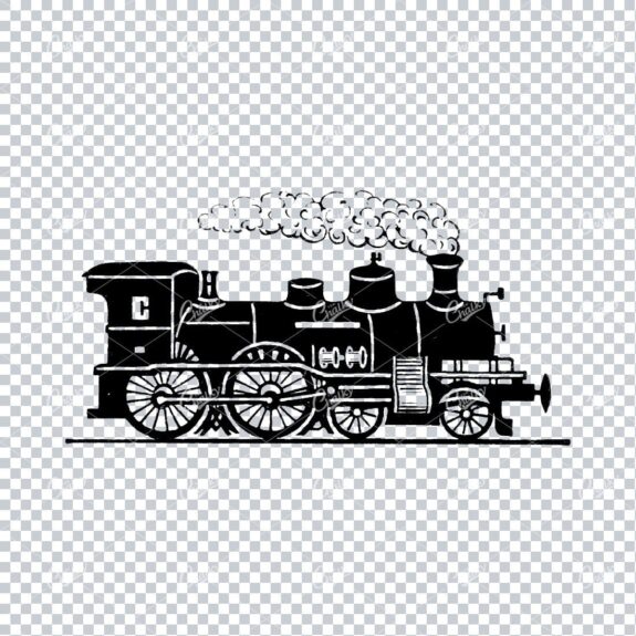 Detailed Illustration of an Old Steam Train No.5