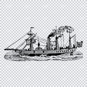 Detailed Illustration of an Old Ship Sailing the Sea No.8