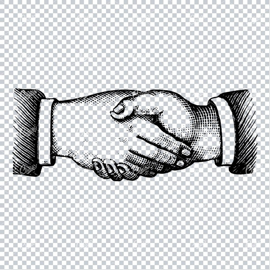 Stippled Illustration Of Two Hands Shaking
