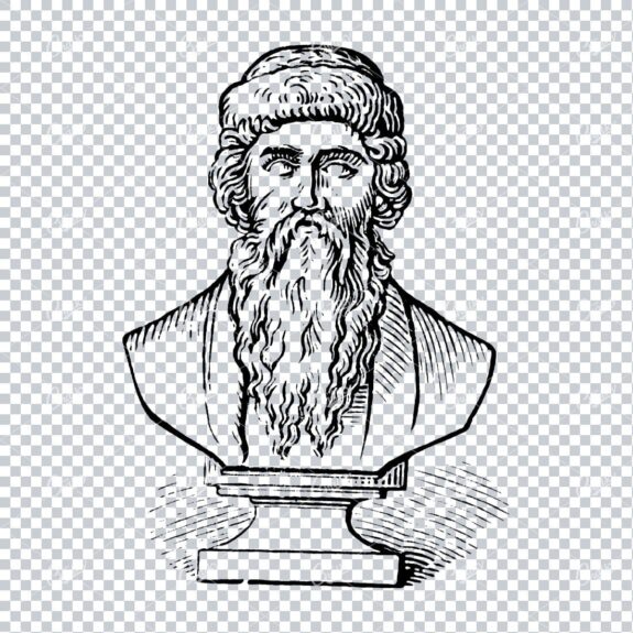 Illustration of a Bust Sculpture - Man with Long Beard