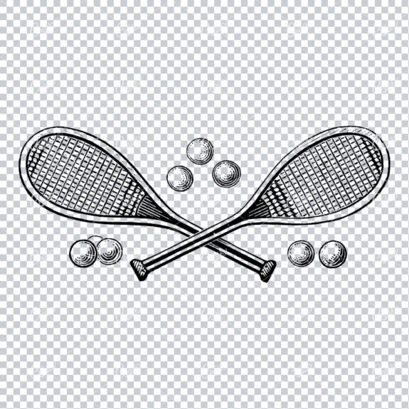 Vintage Illustration of Tennis Rackets and Balls