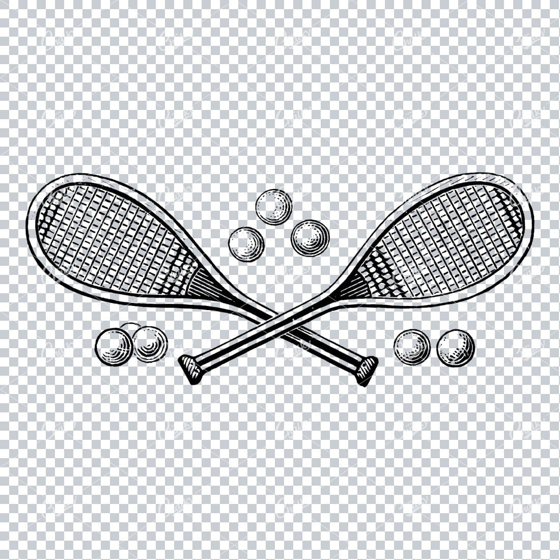 Vintage Illustration of Tennis Rackets and Balls