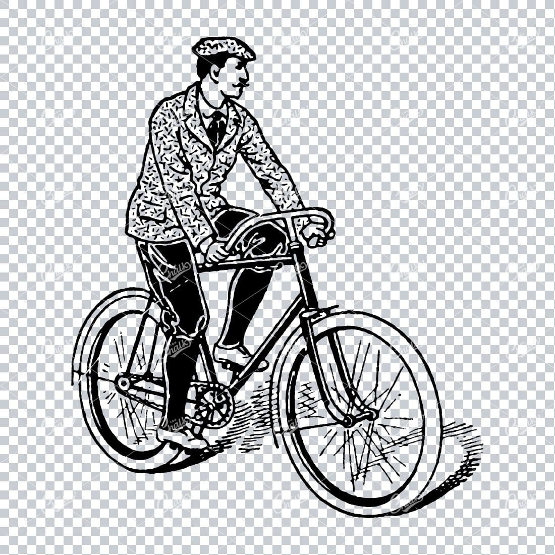 Victorian Man Riding a Bicycle No.1