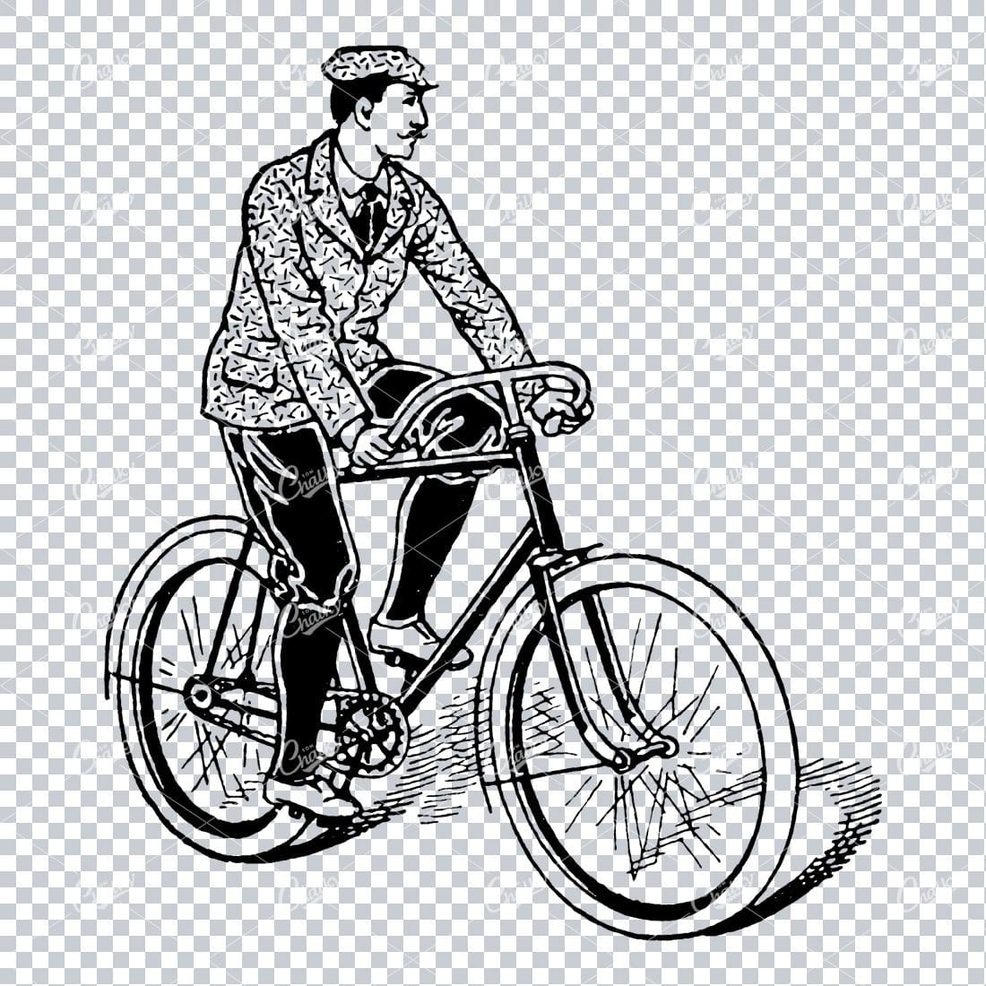 Victorian Man Riding a Bicycle No.2