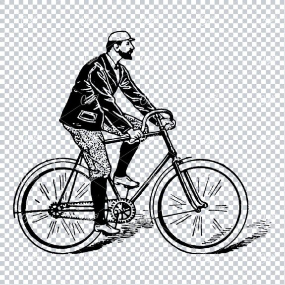 Victorian Man Riding a Bicycle No.3