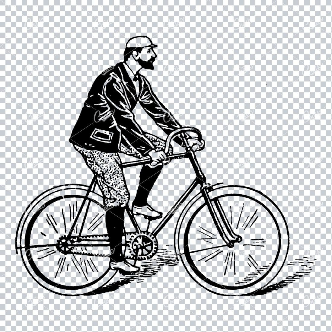 Victorian Man Riding a Bicycle No.3