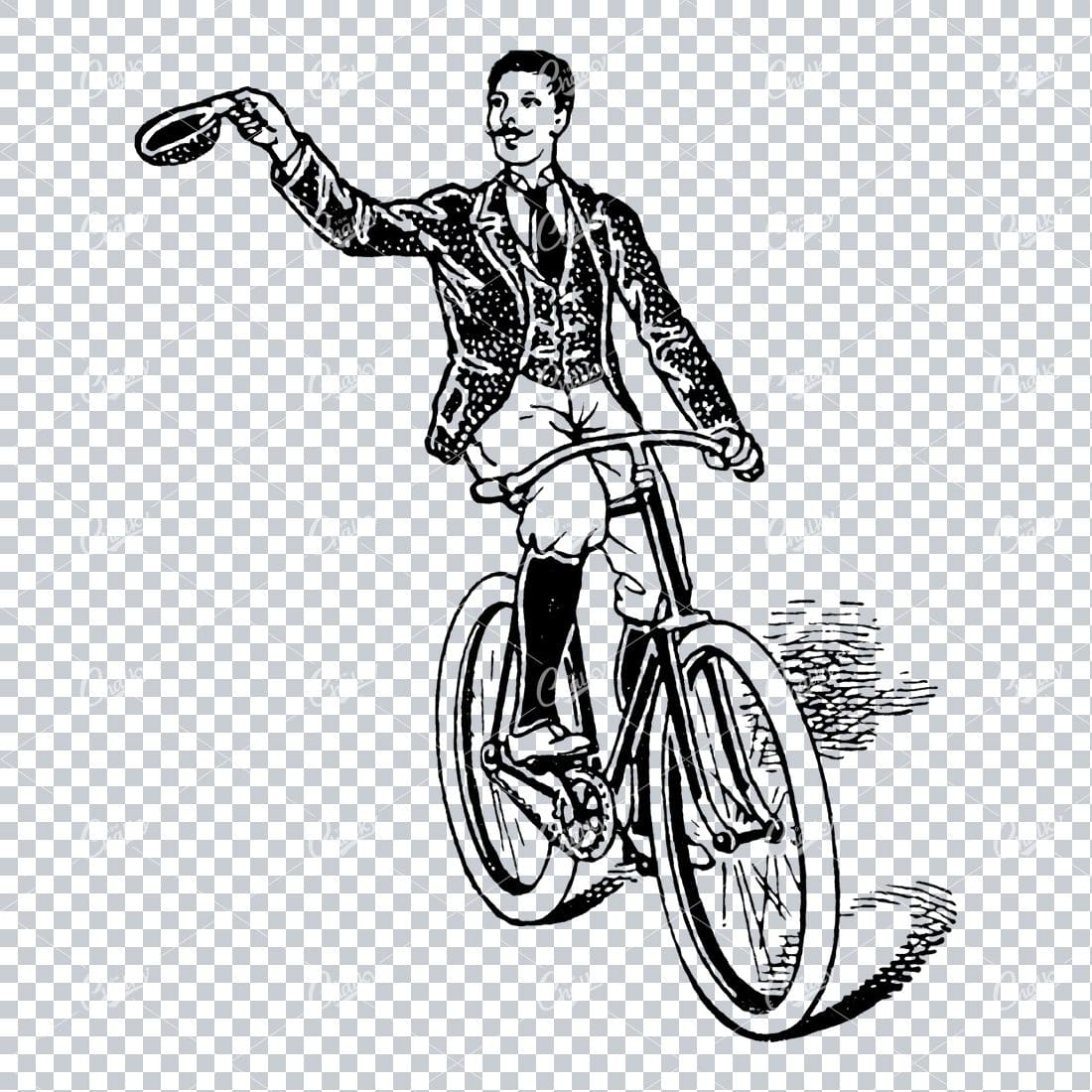 Victorian Man Riding a Bicycle No.4