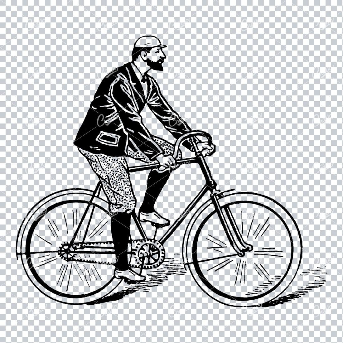 Victorian Man Riding a Bicycle No.5