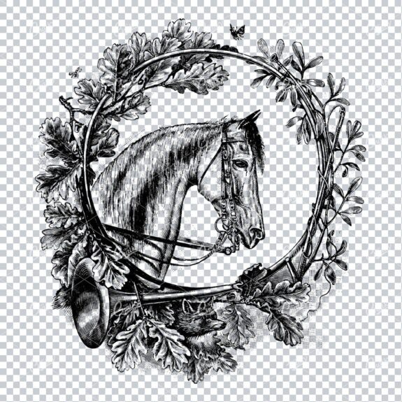 Horse Riding Themed Wreath with Horses Portrait in Middle