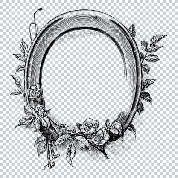 Horse Riding Themed Wreath Illustration with Horse Shoe