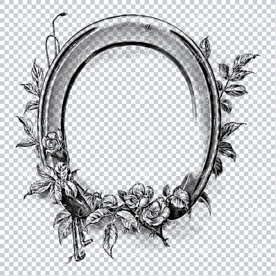 Horse Riding Themed Wreath Illustration with Horse Shoe