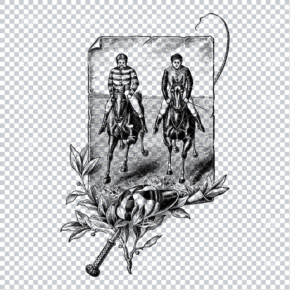 Two Horse Riders Raicing Horses - Unique Decorative Artwork