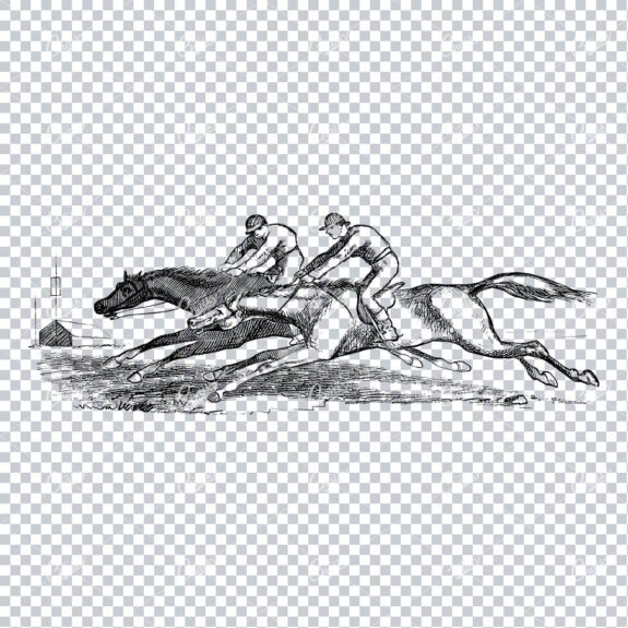 Two Men Racing Their Horses - Victorian Illustration