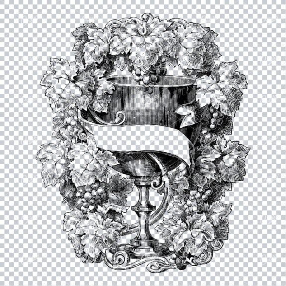Vintage Wine Marketing / Advertising Illustration with Banner Space for Text / Logo No.2