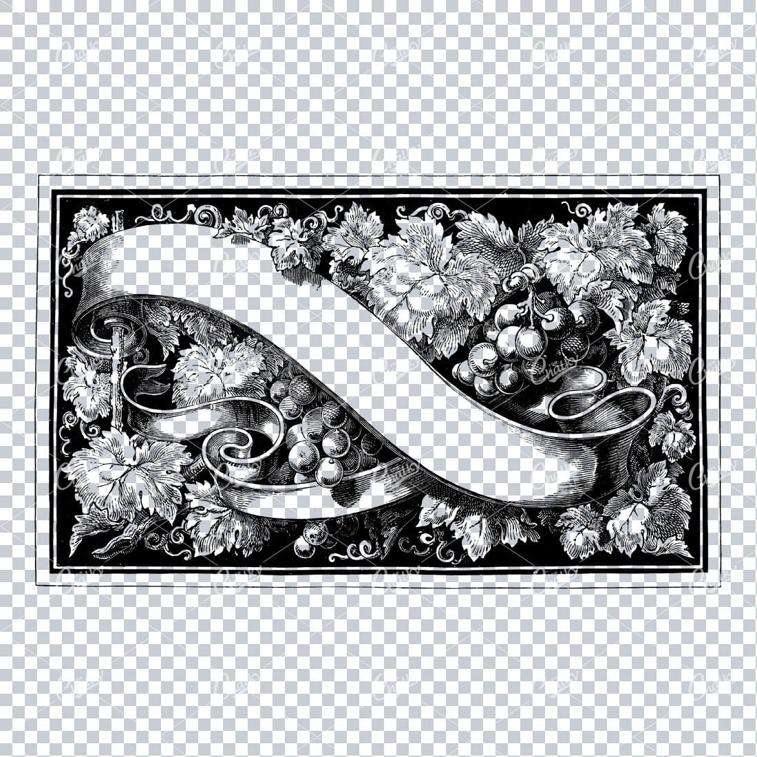 Vintage Wine Marketing / Advertising Illustration with Banner Space for Text / Logo No.4