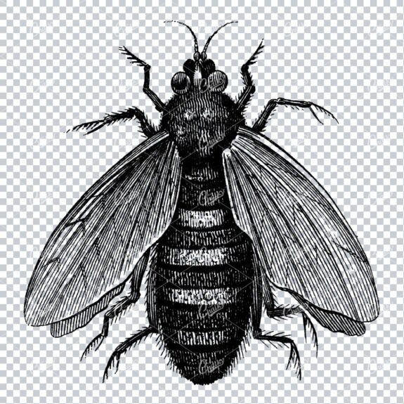 Vintage Line Art Illustration - Wasp