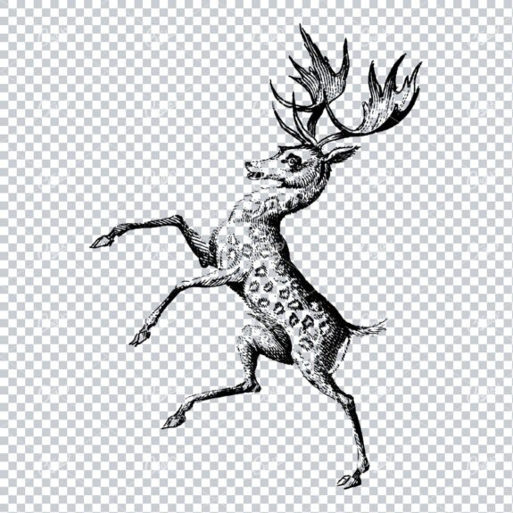 Antique Heraldry Illustration of a Stag