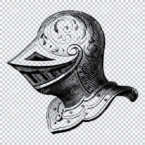 Antique Heraldry Illustration of a Knights Helmet No.1