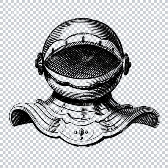 Antique Heraldry Illustration of a Knights Helmet No.2