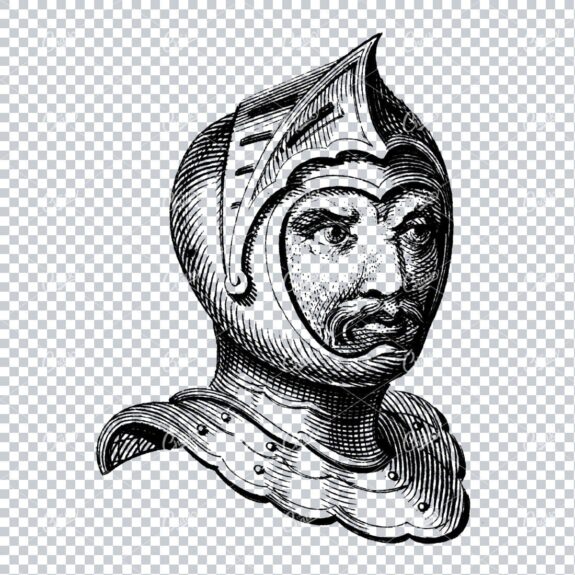 Antique Heraldry Illustration of a Knights Helmet No.3