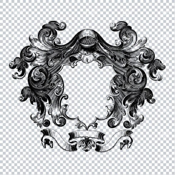 Decorative Frame / Shield / Border Design Made with Flourishes and Ribbon