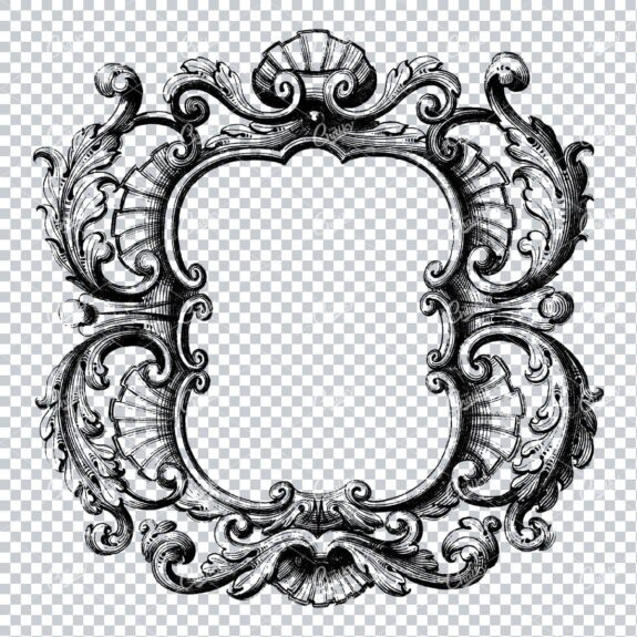 Decorative Frame / Shield / Border Design Made with Flourishes and Shells