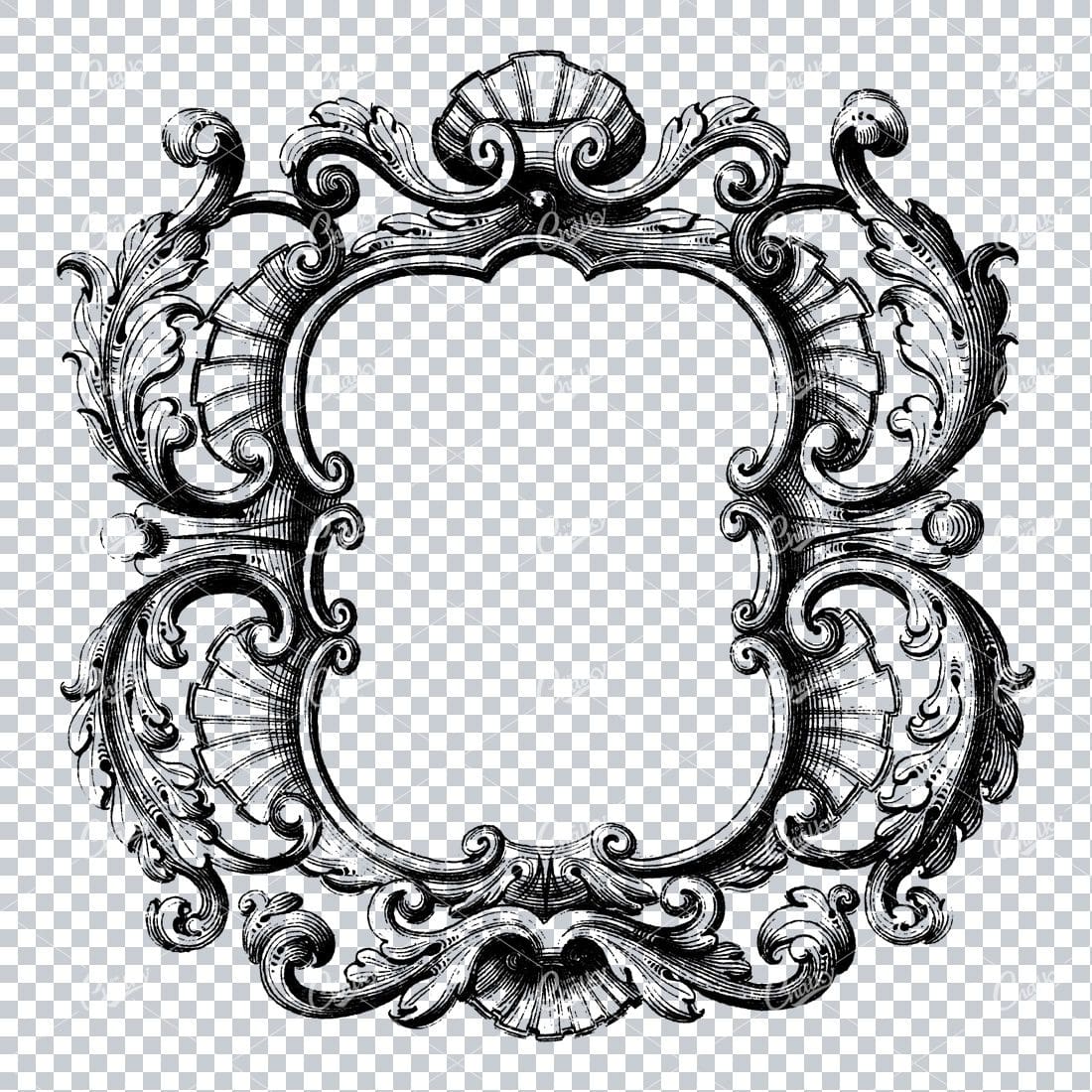 Decorative Frame / Shield / Border Design Made with Flourishes and Shells