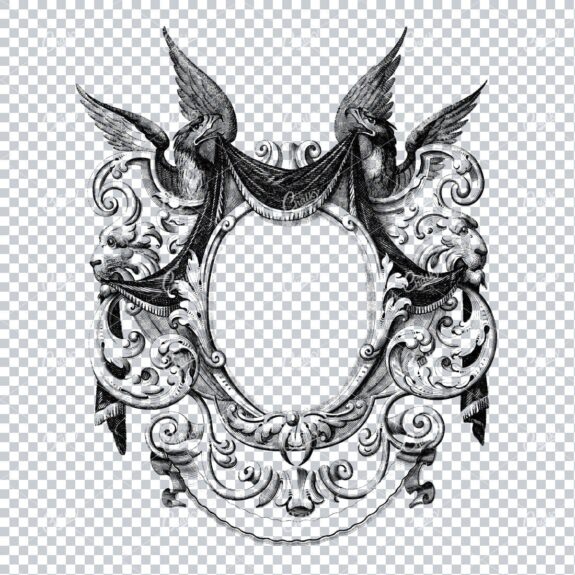 Decorative Frame / Shield / Border Design Made with Flourishes No.4