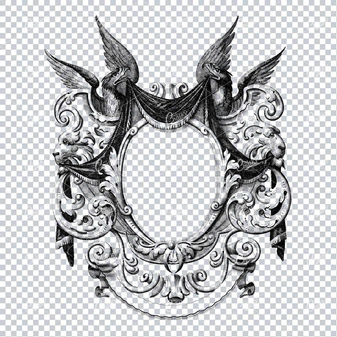 Decorative Frame / Shield / Border Design Made with Flourishes No.4