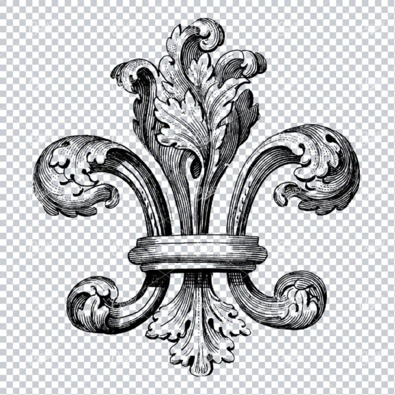 Vintage Finial Flourish Design - Line Art Illustration