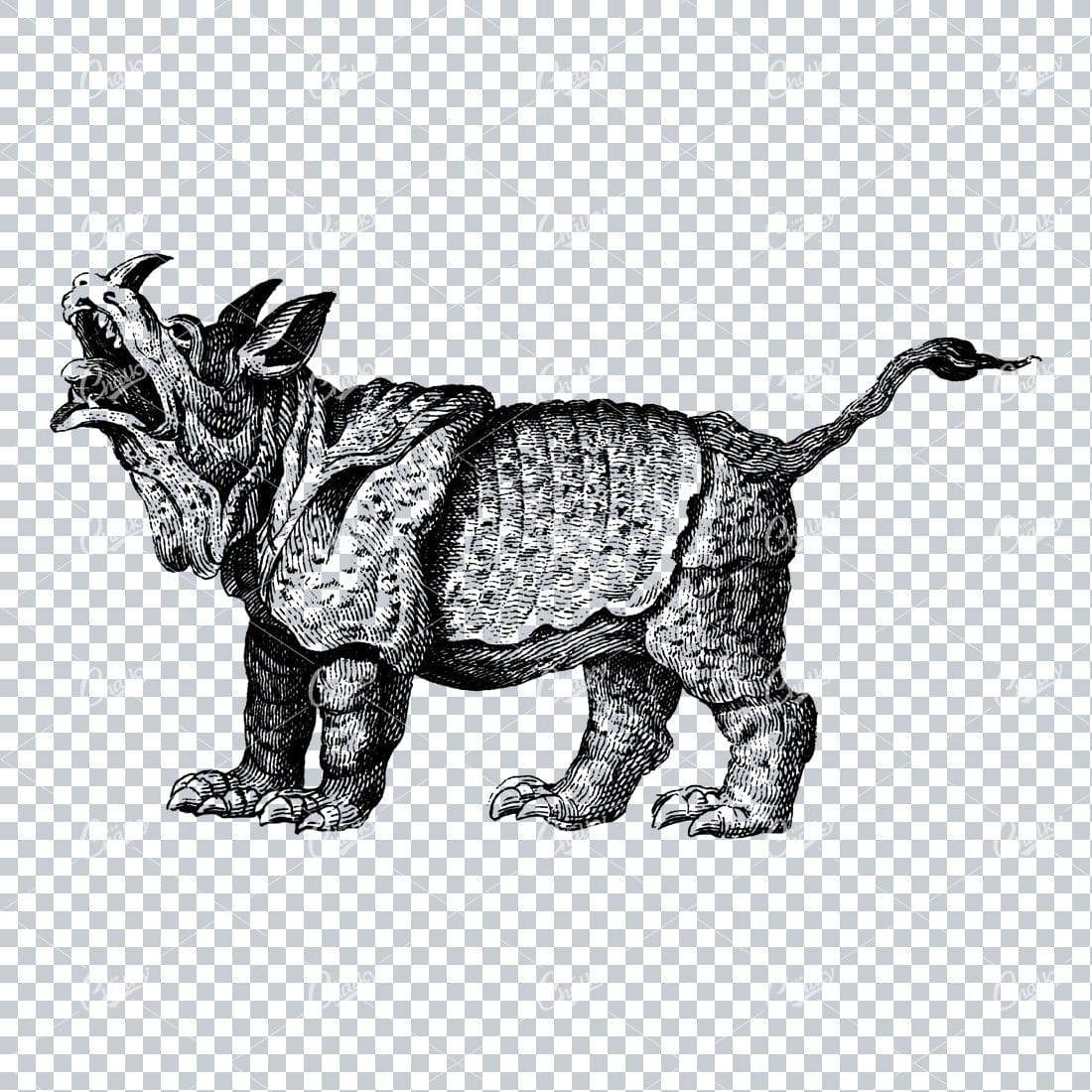 Vintage Illustration of a Rhino