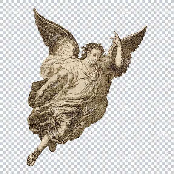 Antique Line Art Illustration of Gabriel Angel