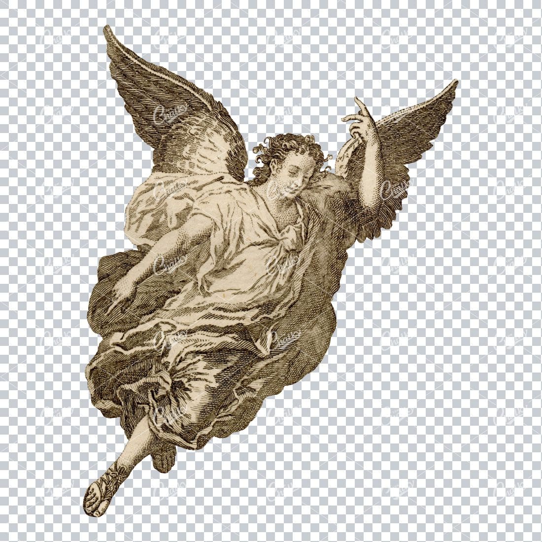 Antique Line Art Illustration of Gabriel Angel